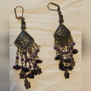 Elegant Purple and Silver Dangle Earrings